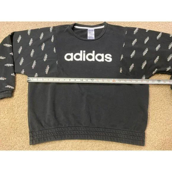 Adidas Originals Spell Out Crew Neck Black  Sweatshirt Size Small - Picture 4 of 5
